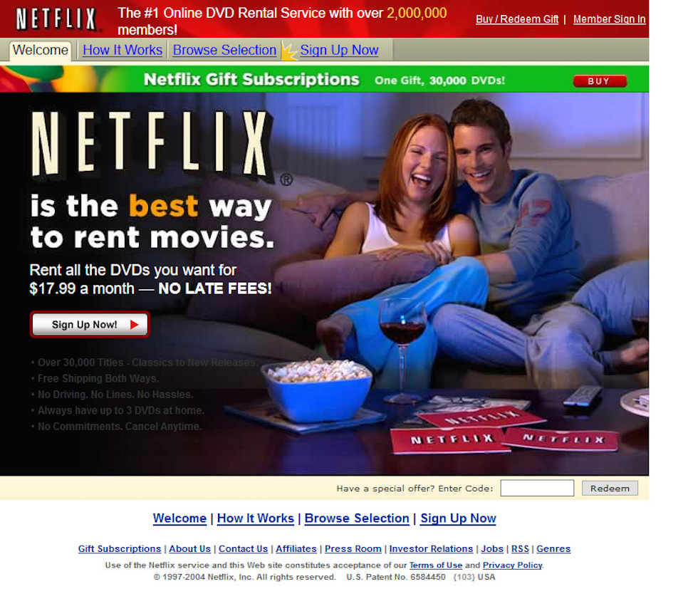 Netflix, 2004 (Web Design Museum)